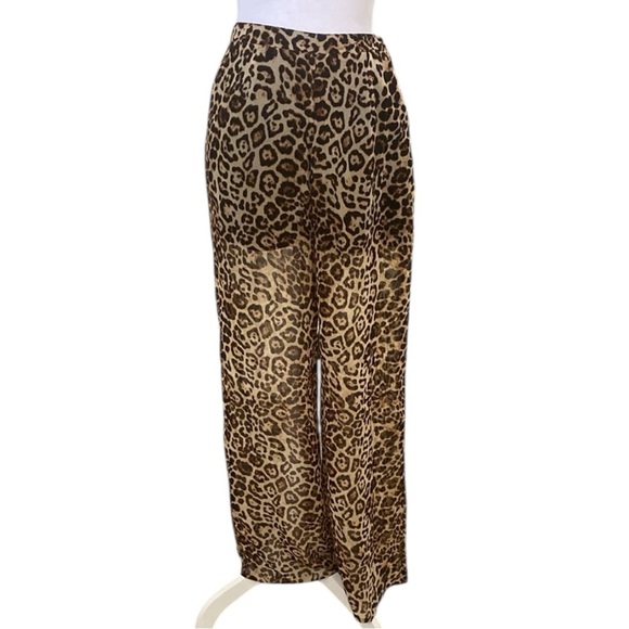 Forever 21 Black Contemporary Leopard Animal Print Light Pants size L - Picture 1 of 7